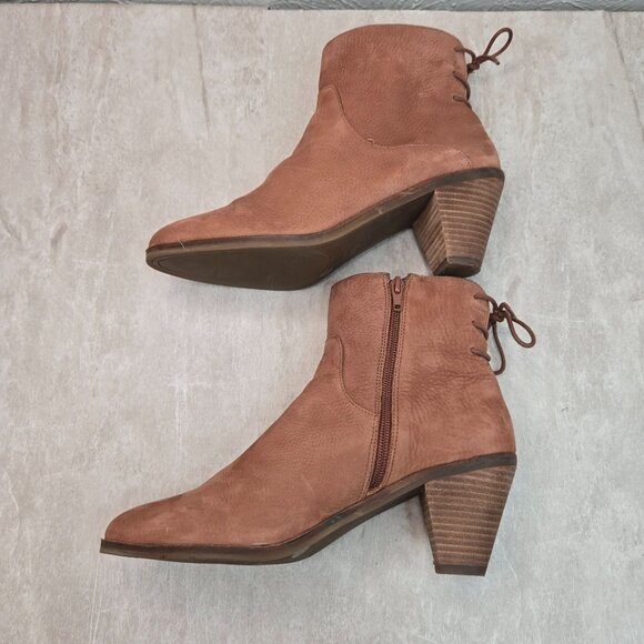 Lucky Brand Ankle Boots Size 9.5 Brown Leather Victorian Western Lace Up Booties - Picture 6 of 13